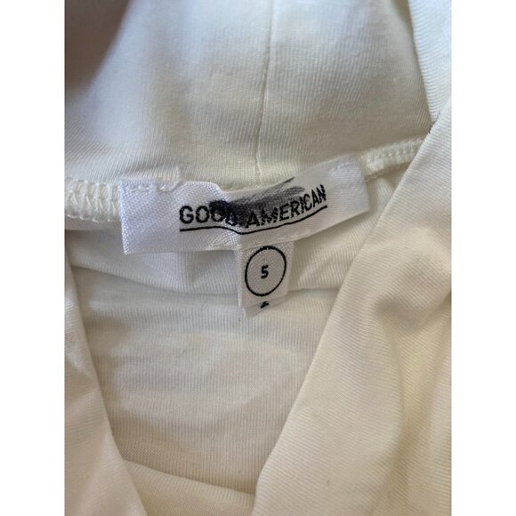 GOOD American BNWOT Womens White Mockneck Bodysuit Sz 5 Thong Back - Picture 4 of 8